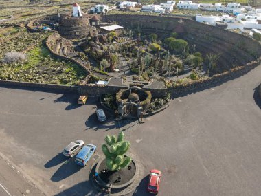 İspanya 'daki Kanarya Adası Lanzarote' deki Jardin de Kaktüs Müzesi