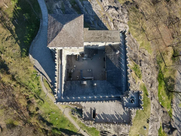 Aerial View Sasso Corbaro Castle Bellinzona Swiss Alps Unesco World — Stock Photo, Image