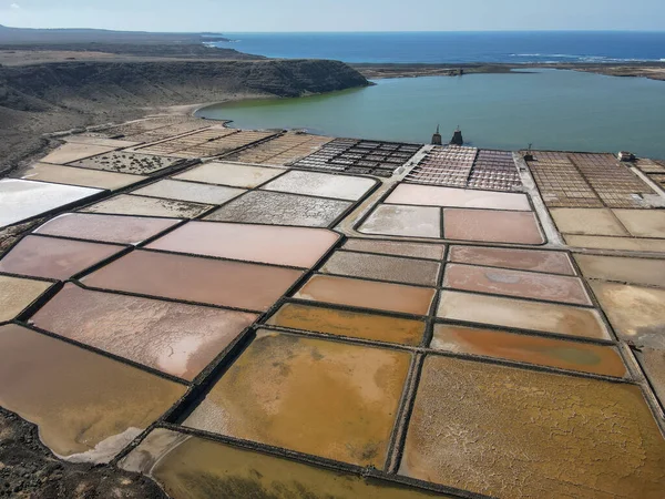 Vista Aérea Mina Sal Janubio Isla Lanzarote España —  Fotos de Stock