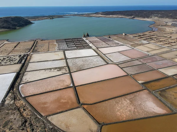 Vista Aérea Mina Sal Janubio Isla Lanzarote España —  Fotos de Stock