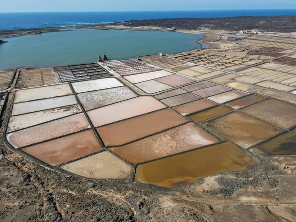 Vista Aérea Mina Sal Janubio Isla Lanzarote España —  Fotos de Stock