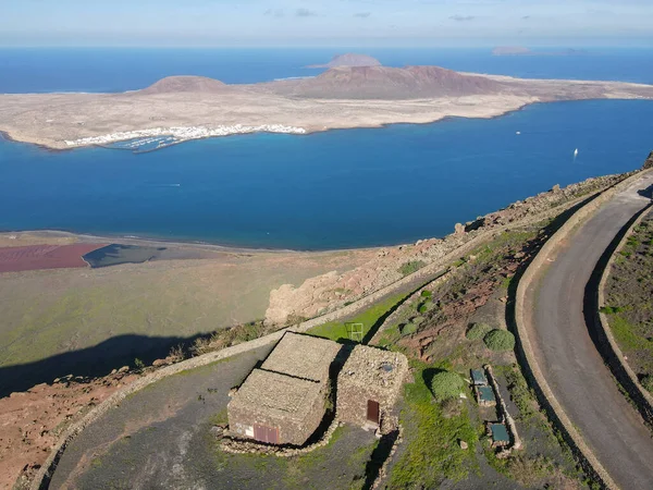 Vista Del Dron Costa Mirador Del Río Lanzarote España —  Fotos de Stock