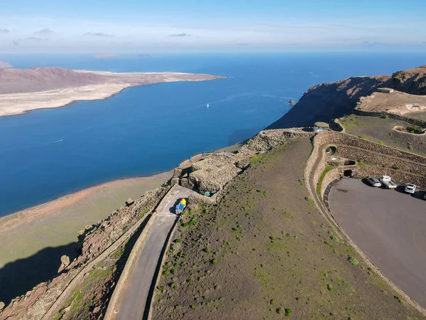 Vista Del Dron Costa Mirador Del Río Lanzarote España —  Fotos de Stock
