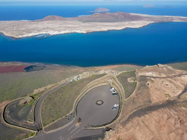 Vista Del Dron Costa Mirador Del Río Lanzarote España —  Fotos de Stock