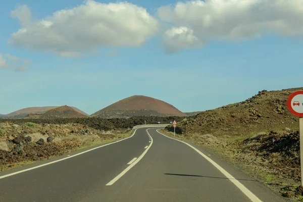 Droga Wiejska Wyspie Lanzarote Hiszpanii — Zdjęcie stockowe