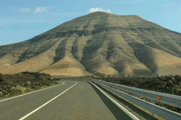 Landstraße Auf Der Insel Lanzarote Spanien — Stockfoto
