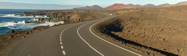 Estrada Costeira Rural Ilha Lanzarote Espanha — Fotografia de Stock