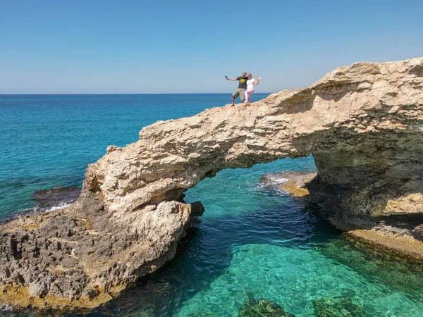 Ayia Napa Cyprus May 2021 Tourists Lover Bridge Ayia Napa — Stock Photo, Image