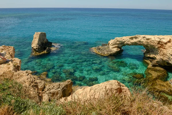 Côte Avec Pont Des Amoureux Près Ayia Napa Sur Chypre — Photo