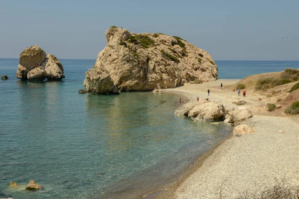 Widok Skałę Plażę Afrodyty Cyprze — Zdjęcie stockowe