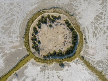 Kıbrıs 'taki Larnaka' da tuz gölünde doğal oluşum