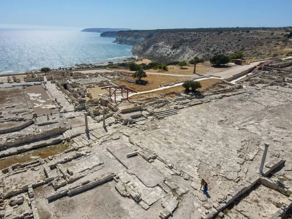 Drone Vista Para Restos Arqueológicos Kourion Ilha Chipre — Fotografia de Stock