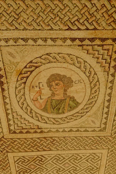 Piso Mosaico Nos Restos Arqueológicos Kourion Ilha Chipre — Fotografia de Stock