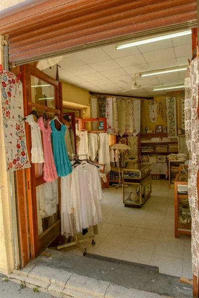 Lefkara Cyprus May 2021 Lace Embroidery Shop Lefkara Cyprus — Stock Photo, Image