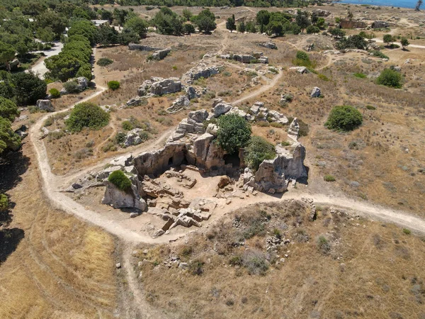 Vista Del Dron Tumba Del Rey Pafos Isla Chipre — Foto de Stock