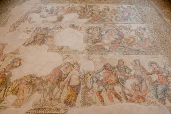 Římské Mozaiky Domě Dionysose Archeologickém Parku Nea Paphos Kypru — Stock fotografie