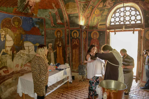 Nikitari Cypern Maj 2021 Människor Ett Dop Kyrkan Panagia Phorviotissa — Stockfoto