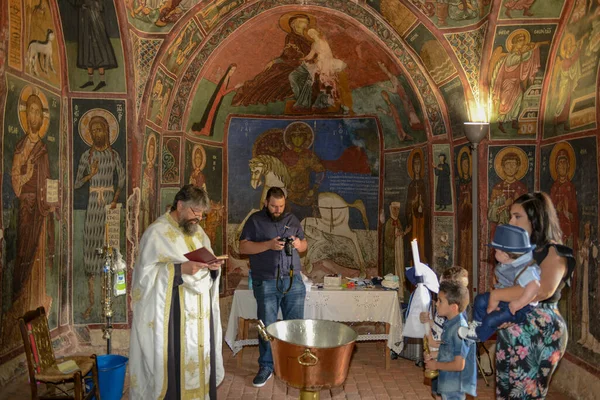 Nikitari Cyprus May 2021 People Baptism Church Panagia Phorviotissa Nikitari — Stock Photo, Image