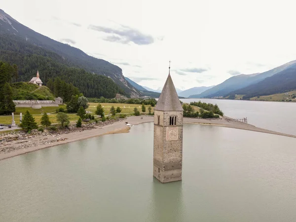 Bell Tower Submerged Waters Dam Resia South Tyrol Italy — Stock Photo, Image