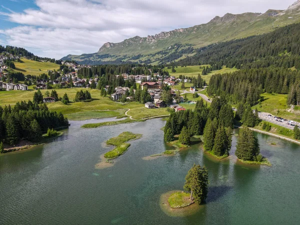 Drone View Lake Valbella Swiss Alps — Stock Photo, Image
