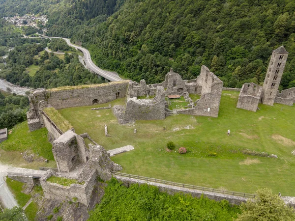 Drone View Castle Mesocco Swiss Alps — Stock Photo, Image