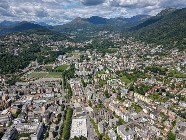 Vista Drone Lugano Para Colla Velley Parte Italiana Suíça — Fotografia de Stock