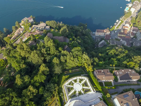 Drone Lugano Suo Lago Nella Parte Italiana Della Svizzera — Foto Stock