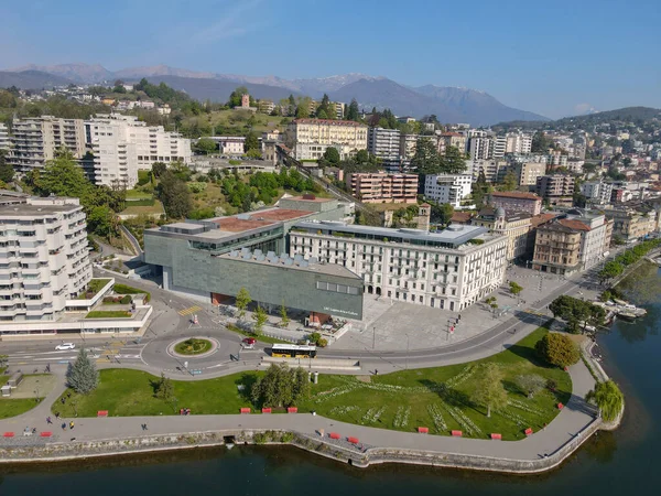 Lugano Sviçre Nisan 2021 Sviçre Nin Talya Kesimindeki Lugano Lac — Stok fotoğraf