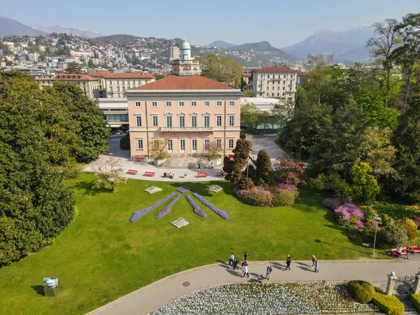Villa Ciani Sur Parc Botanique Lugano Dans Partie Italienne Suisse — Photo