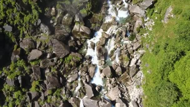 Drone Vista Cascada Foroglio Parte Italiana Suiza — Vídeo de stock