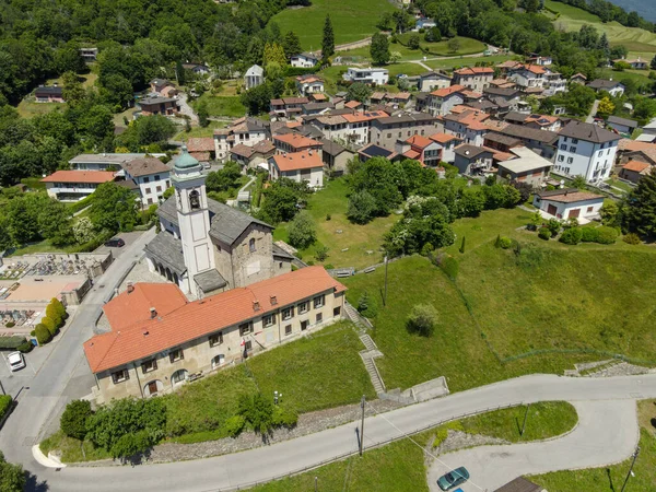 Vista Drone Aldeia Arosio Parte Italiana Suíça — Fotografia de Stock