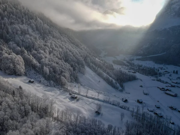 Zimowy Widok Wieś Engelberg Alpach Szwajcarskich — Zdjęcie stockowe