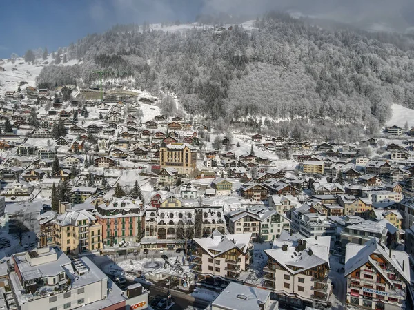 Zimní Krajina Pohled Vesnici Engelberg Švýcarských Alpách — Stock fotografie