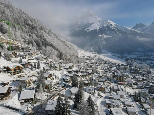Zimowy Widok Wieś Engelberg Alpach Szwajcarskich — Zdjęcie stockowe