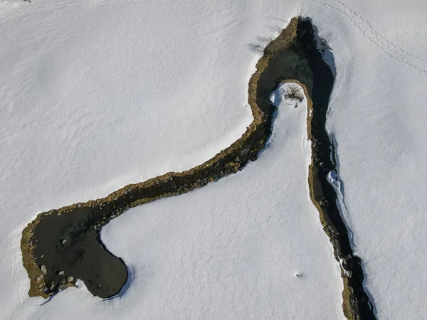 Paysage Hivernal Sur Une Rivière Engelberg Dans Les Alpes Suisses — Photo