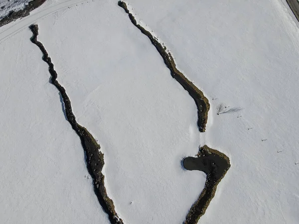 Vinterlandskap Utsikt Vid Flod Engelberg Schweiziska Alperna — Stockfoto