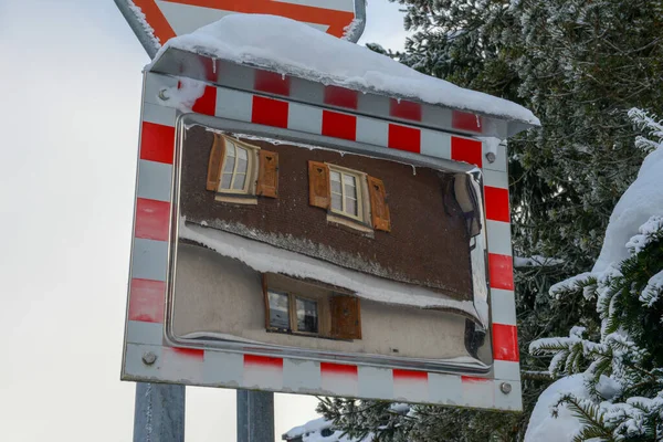 Espejo Calle Invierno Engelberg Los Alpes Suizos — Foto de Stock