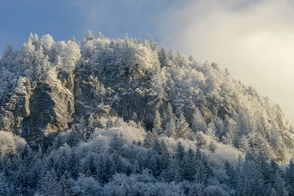 Vista Paisagem Inverno Aldeia Engelberg Nos Alpes Suíços — Fotografia de Stock