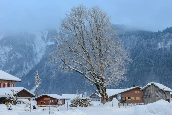 Vista Del Paisaje Invierno Pueblo Engelberg Los Alpes Suizos — Foto de Stock