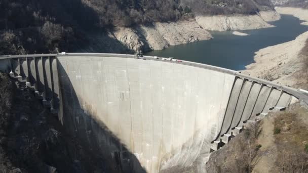 Drone View Verzasca Dam Swiss Alps — Stock Video