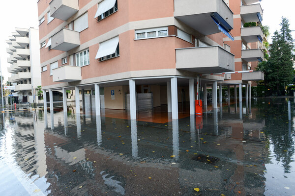 Inundation of lake Maggiore at Locarno
