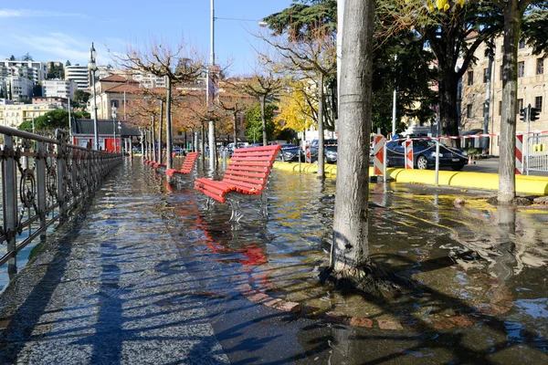 The inundation of lake Lugano — Stock Photo, Image