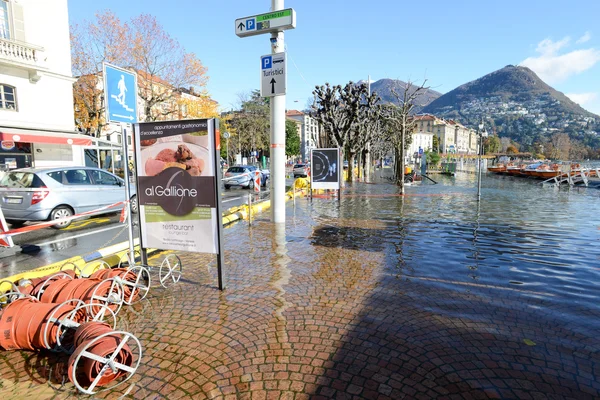 The inundation of lake Lugano — Stock Photo, Image