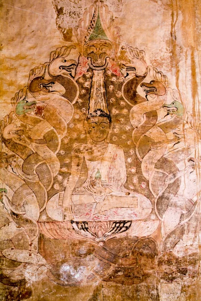 Fresco en templo Sulamani en el sitio arqueológico de Bagan — Foto de Stock