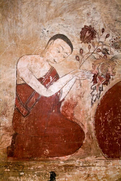 Fresco på Sulamani templet vid den arkeologiska platsen Bagan — Stockfoto