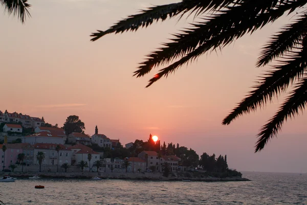 Sunset at the town of Korcula — Stock Photo, Image