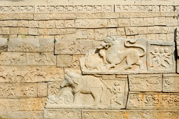 Basrelief grafika, a királyi ház templom, Hampi — Stock Fotó