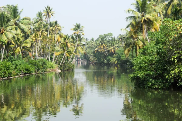 Rio no backwaters o caminho de Kollam para Alleppey — Fotografia de Stock