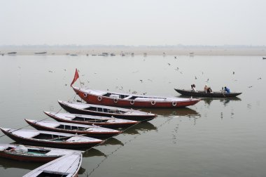 Kutsal Ganj Nehri üzerinde bir tekne turuna katılarak turist