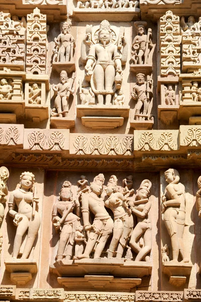 Detalhe da obra de arte nos templos de Khajuraho — Fotografia de Stock